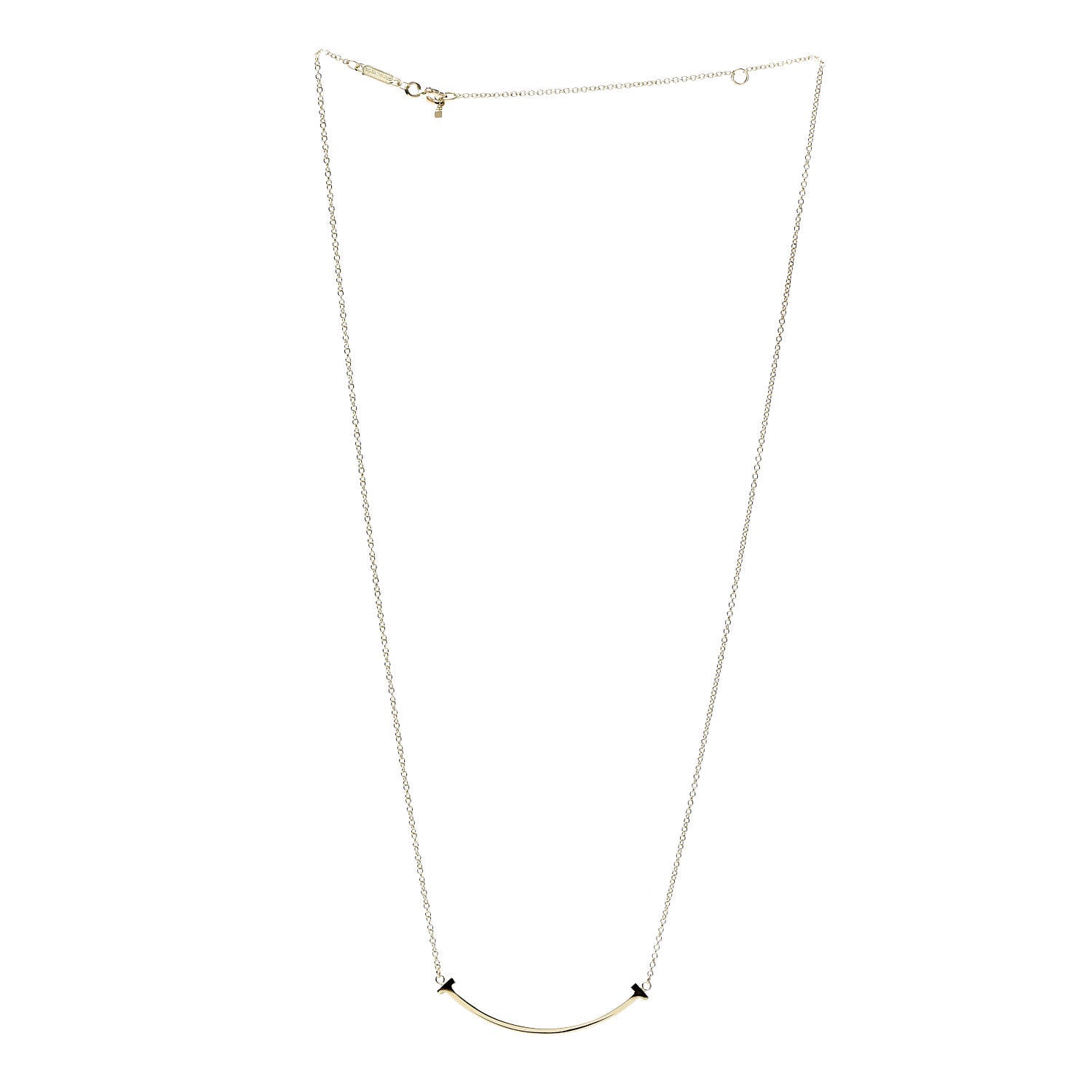Tiffany 18K Yellow Gold Small T Smile Pendant Necklace 3 of 6