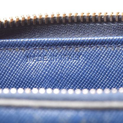 Prada Saffiano Metal Zip Around Wallet Bleuette 7 of 18