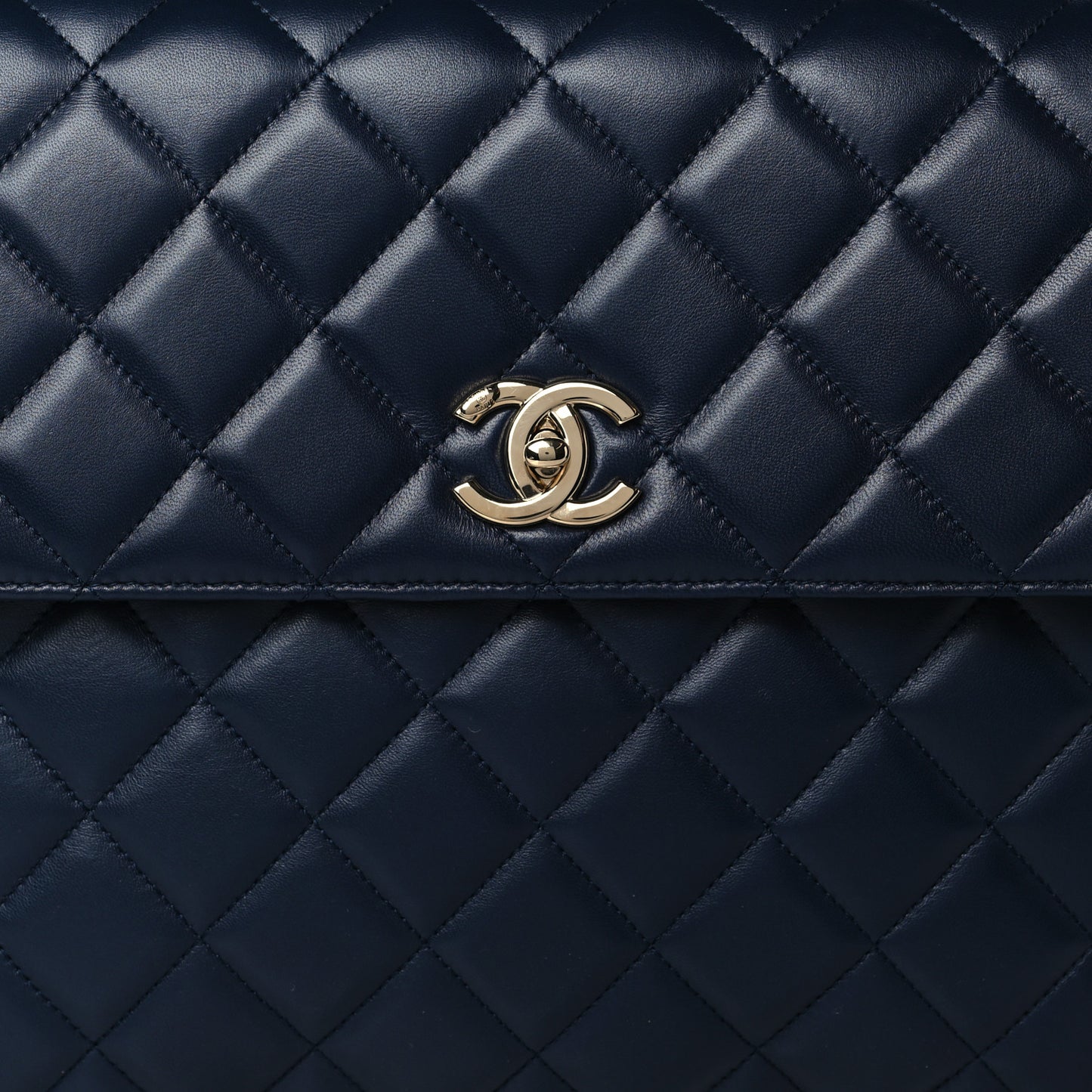 Lambskin Quilted Large Trendy CC Flap Dual Handle Bag Navy Blue