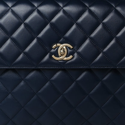 Chanel Lambskin Quilted Large Trendy CC Flap Dual Handle Bag Navy Blue 7 of 9