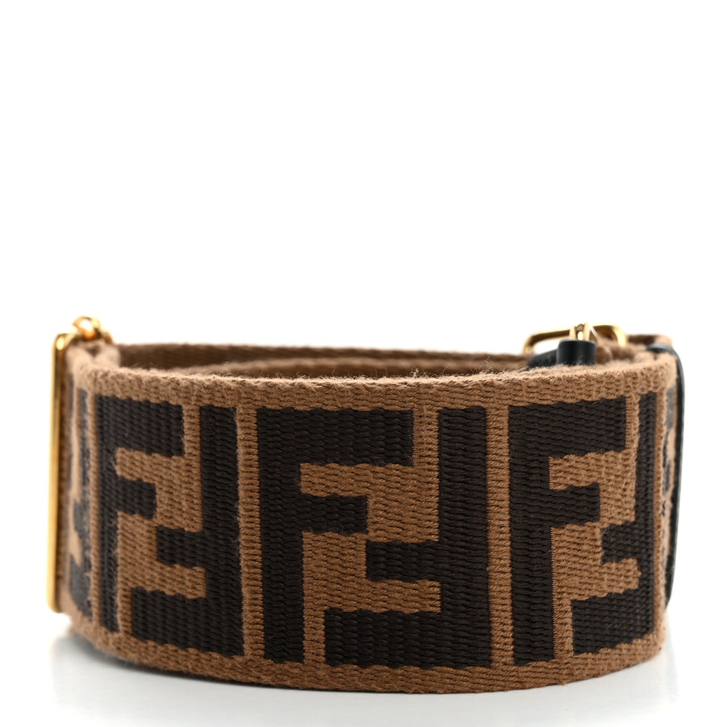 Jacquard Ribbon Vitello King FF Adjustable Strap You Fango Marrone Black
