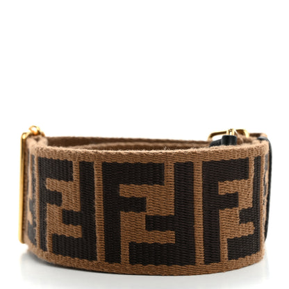 Fendi Jacquard Ribbon Vitello King FF Adjustable Strap You Fango Marrone Black 2 of 8