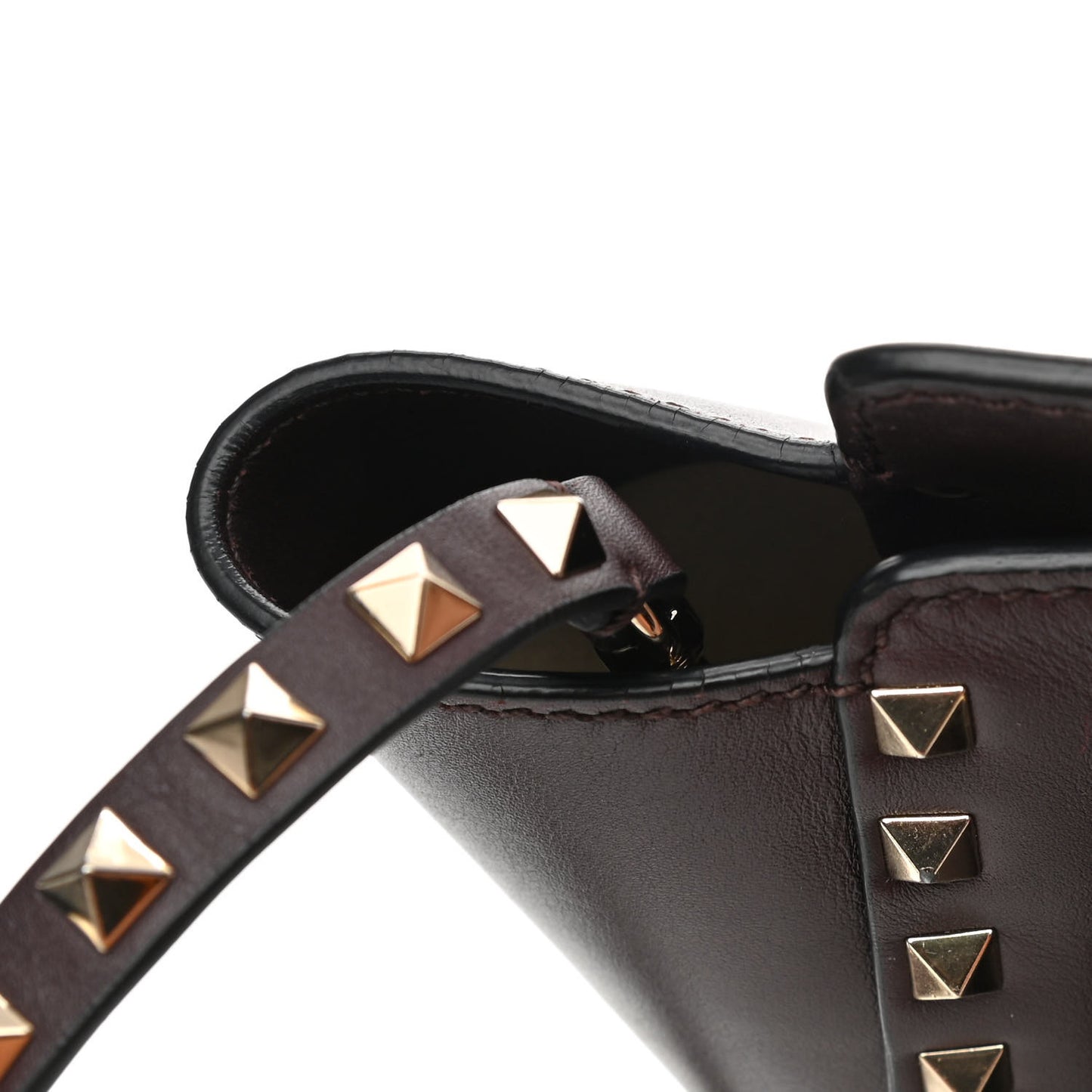 Vitello MIni Rockstud Double Handle Tote Cacao
