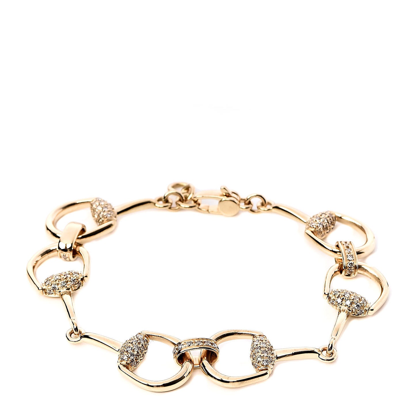 18K Yellow Gold Diamond Pave Horsebit Bracelet