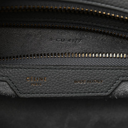 Celine Drummed Calfskin Mini Luggage Kohl 6 of 9