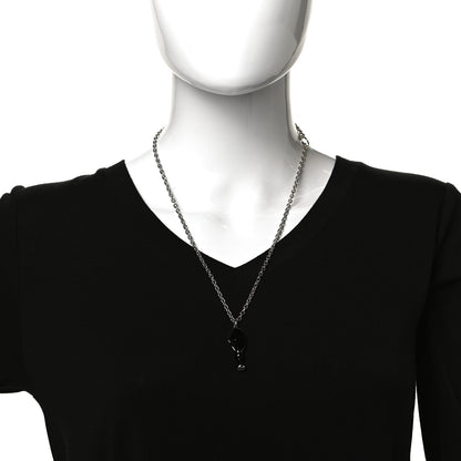 Hermes Lacquered Palladium Cavalier Necklace Black 2 of 7