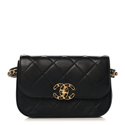 Chanel Lambskin Quilted Chain Infinity Waist Belt Bag Black 1 of 10