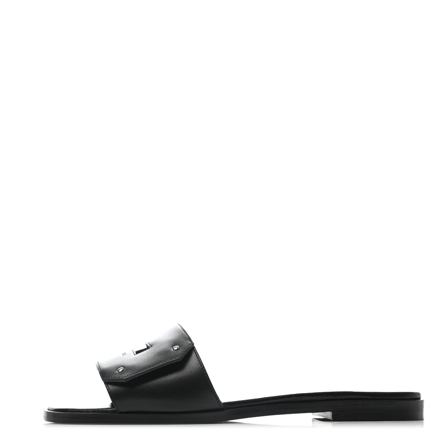 Hermes Calfskin View Sandals 36.5 Black 1 of 6