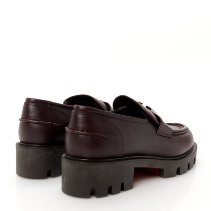 Christian Louboutin Calf Glove Womens CL Moc Lug Flat Loafers 38 Merlot 5 of 9