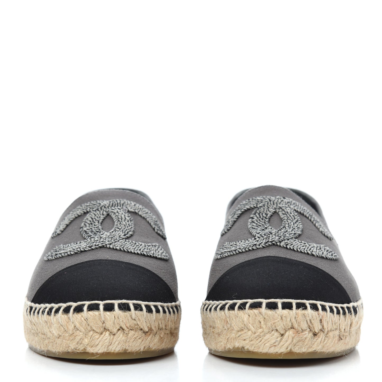 Canvas Grosgrain CC Espadrilles 39 Grey Black