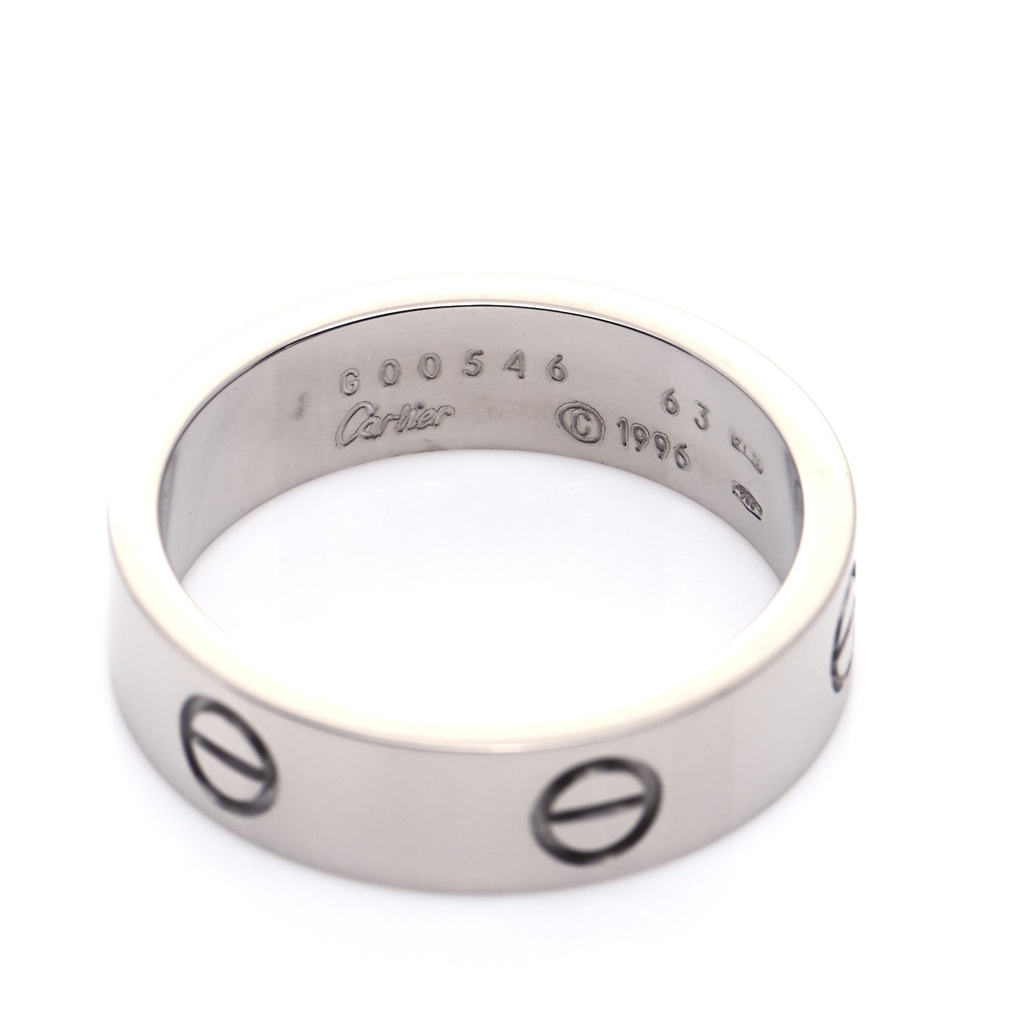 Cartier 18K White Gold 5.5mm LOVE Ring 63 10.25 5 of 5