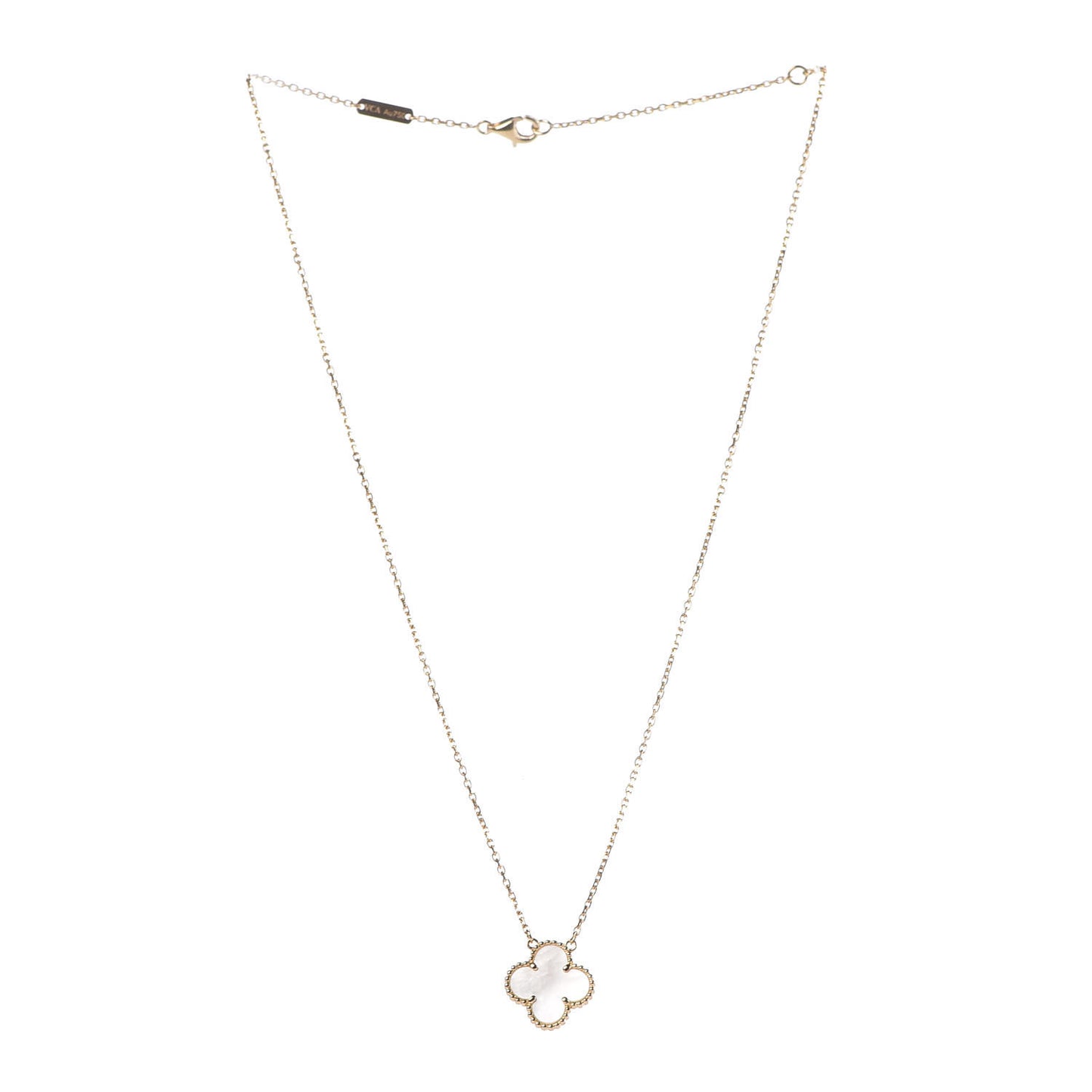 18K Yellow Gold Mother of Pearl Vintage Alhambra Pendant Necklace
