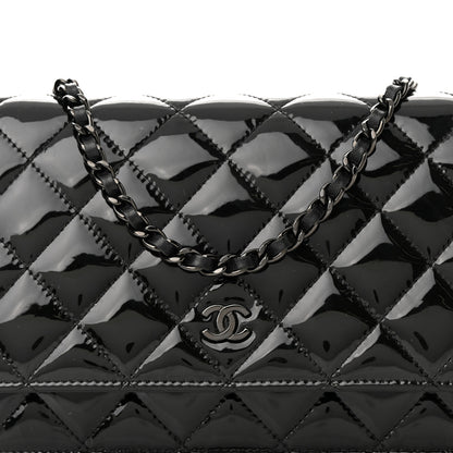 Chanel Patent Quilted Wallet On Chain WOC Black 9 of 11