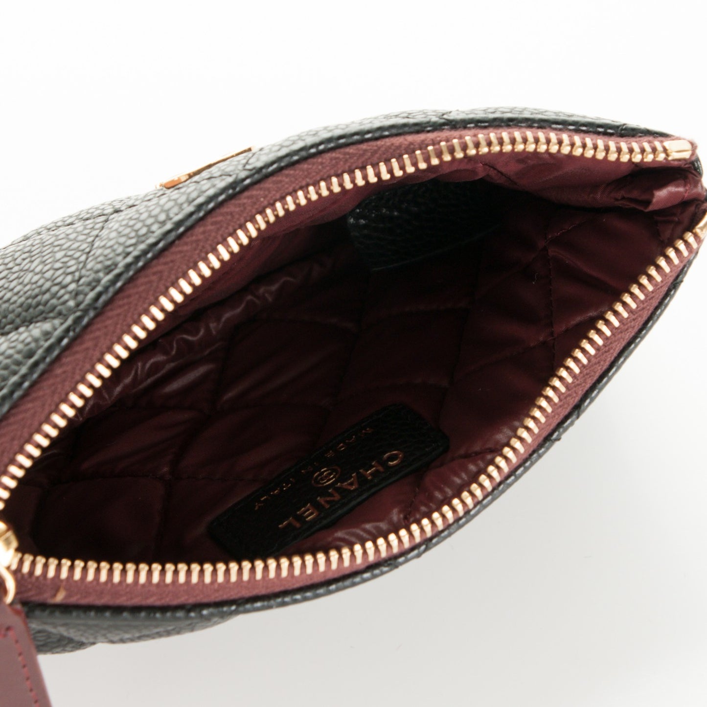 Caviar Quilted Small Cosmetic Case Black