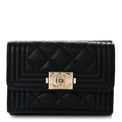 Chanel Caviar Quilted Small Boy Flap Wallet Black 1 of 14