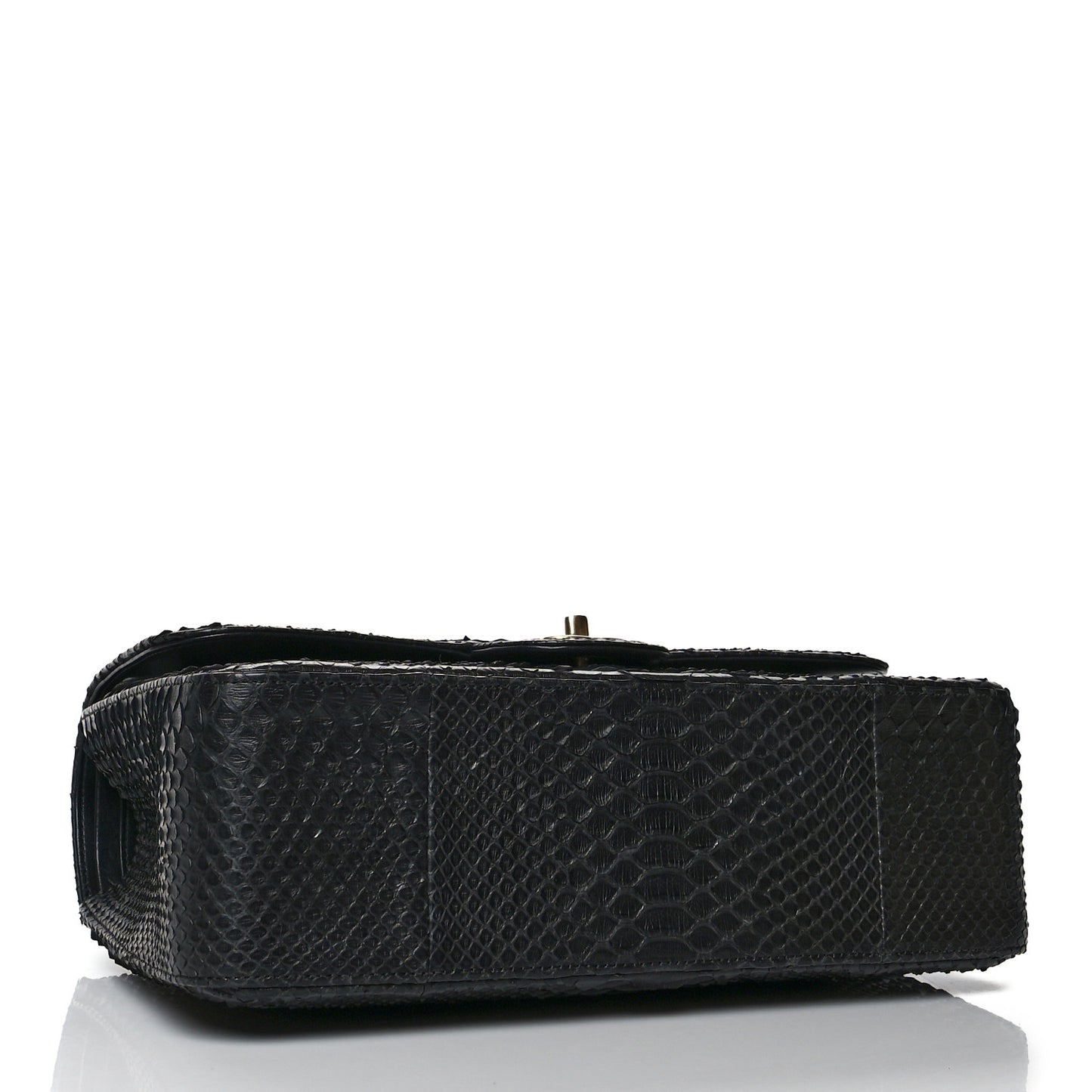 Snakeskin Jumbo Double Flap Black