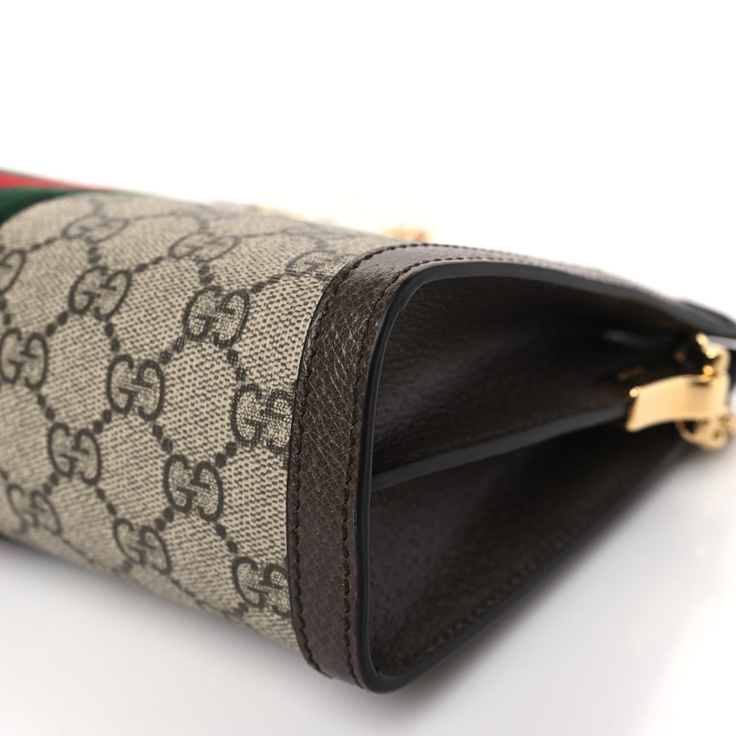 GG Supreme Monogram Web Small Ophidia Chain Shoulder Bag Brown