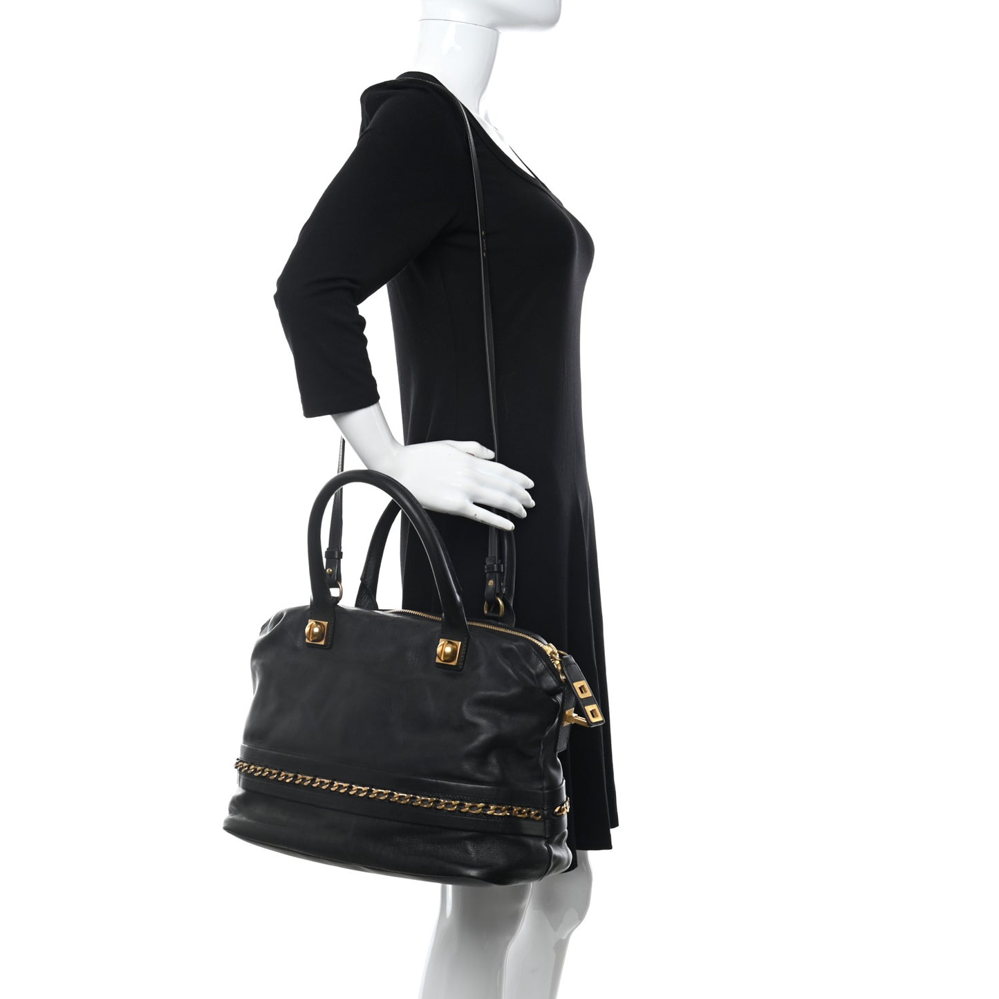 Calfskin Kira Convertible Bowler Bag Black