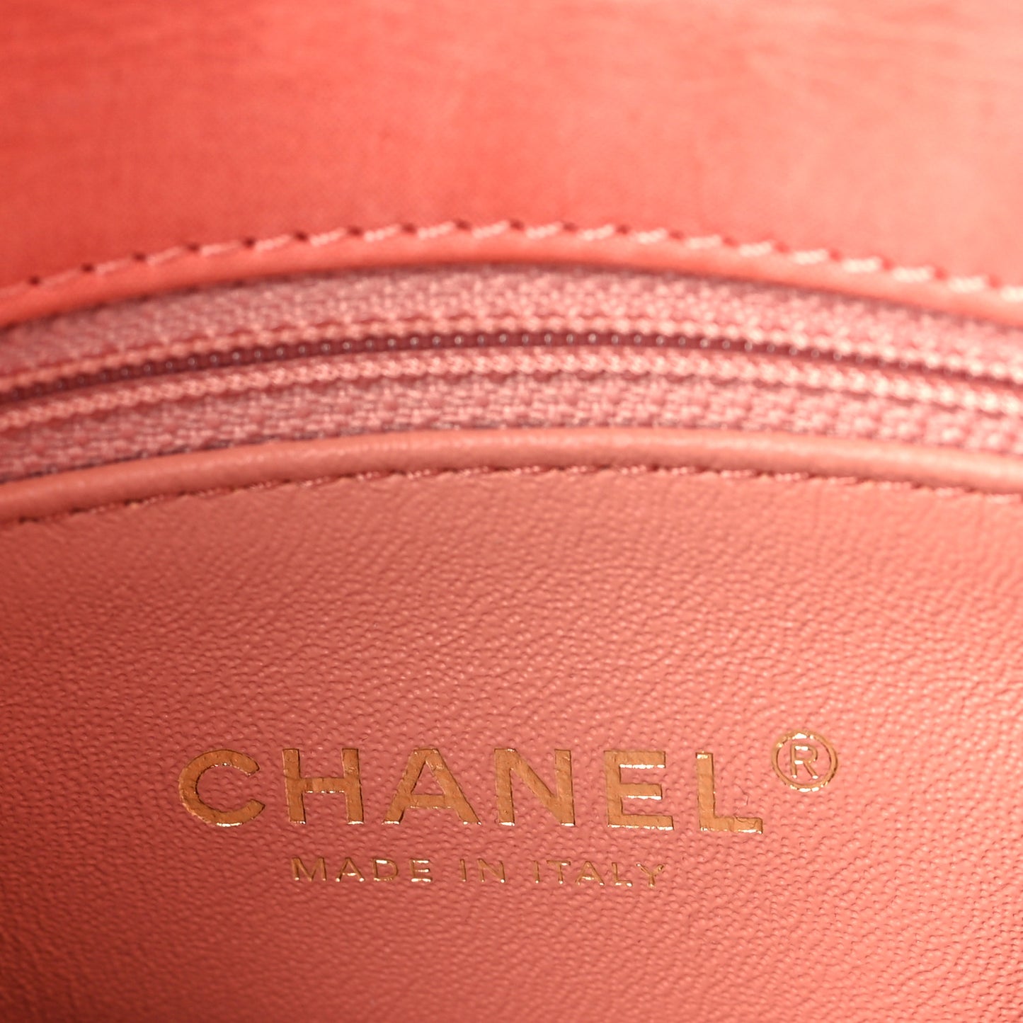 Iridescent Calfskin Snakeskin Patchwork Chevron Flap Coral