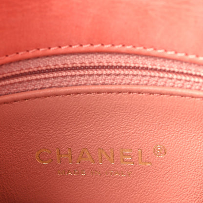 Chanel Iridescent Calfskin Snakeskin Patchwork Chevron Flap Coral 6 of 9