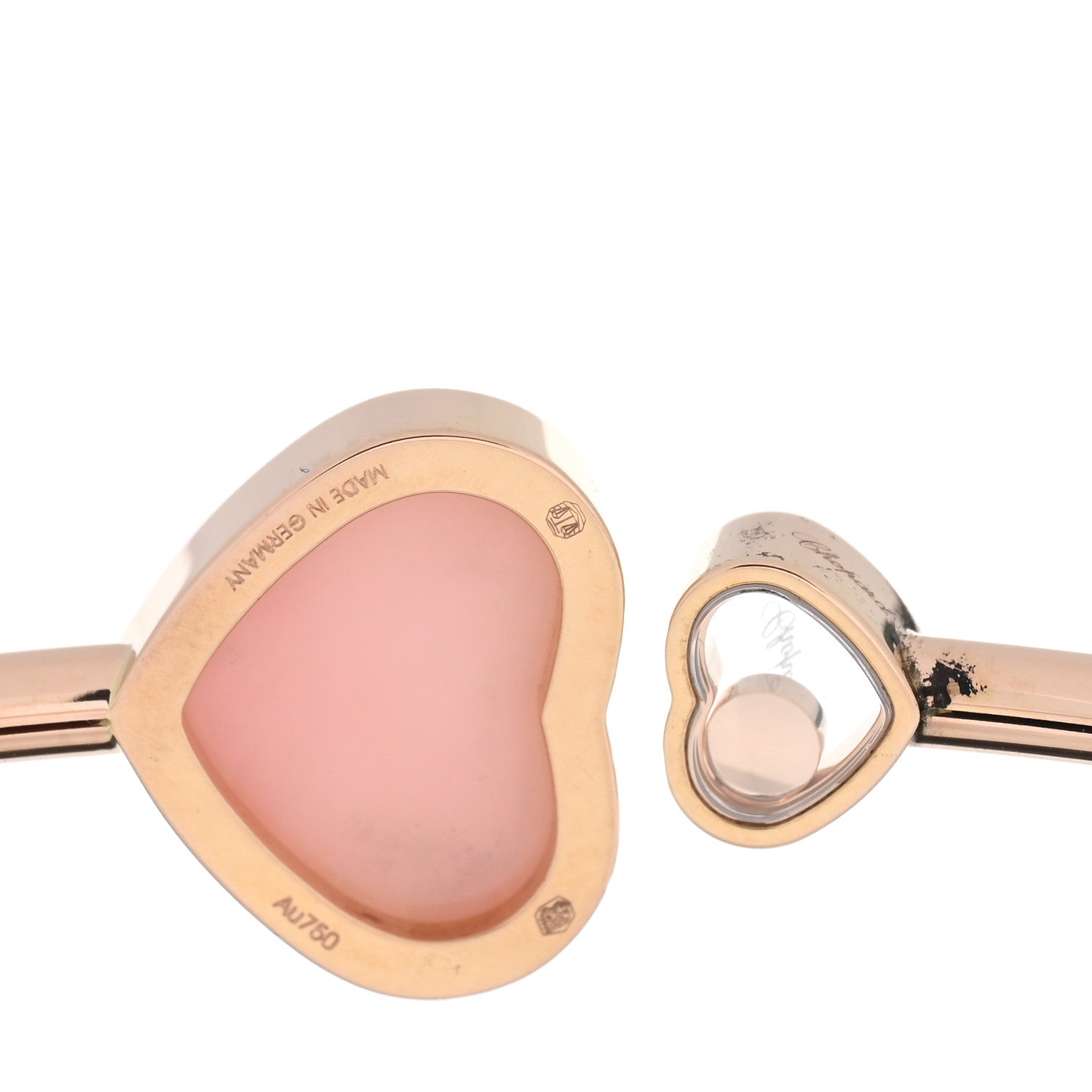 Chopard 18K Rose Gold Diamond Pink Opal Happy Hearts Bangle Bracelet 3 of 3