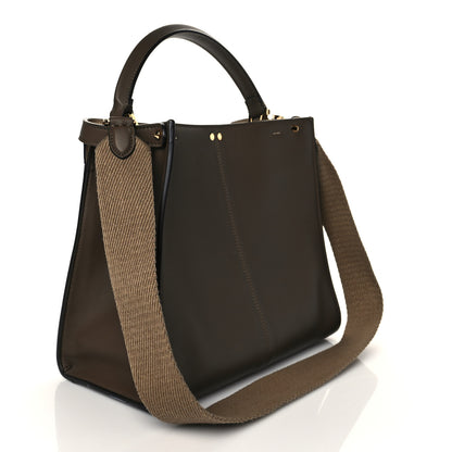 Fendi Vitello Seta Glazed Fabric FF 1974 Medium Peekaboo X-Lite Maya Mogano Panna 2 of 8