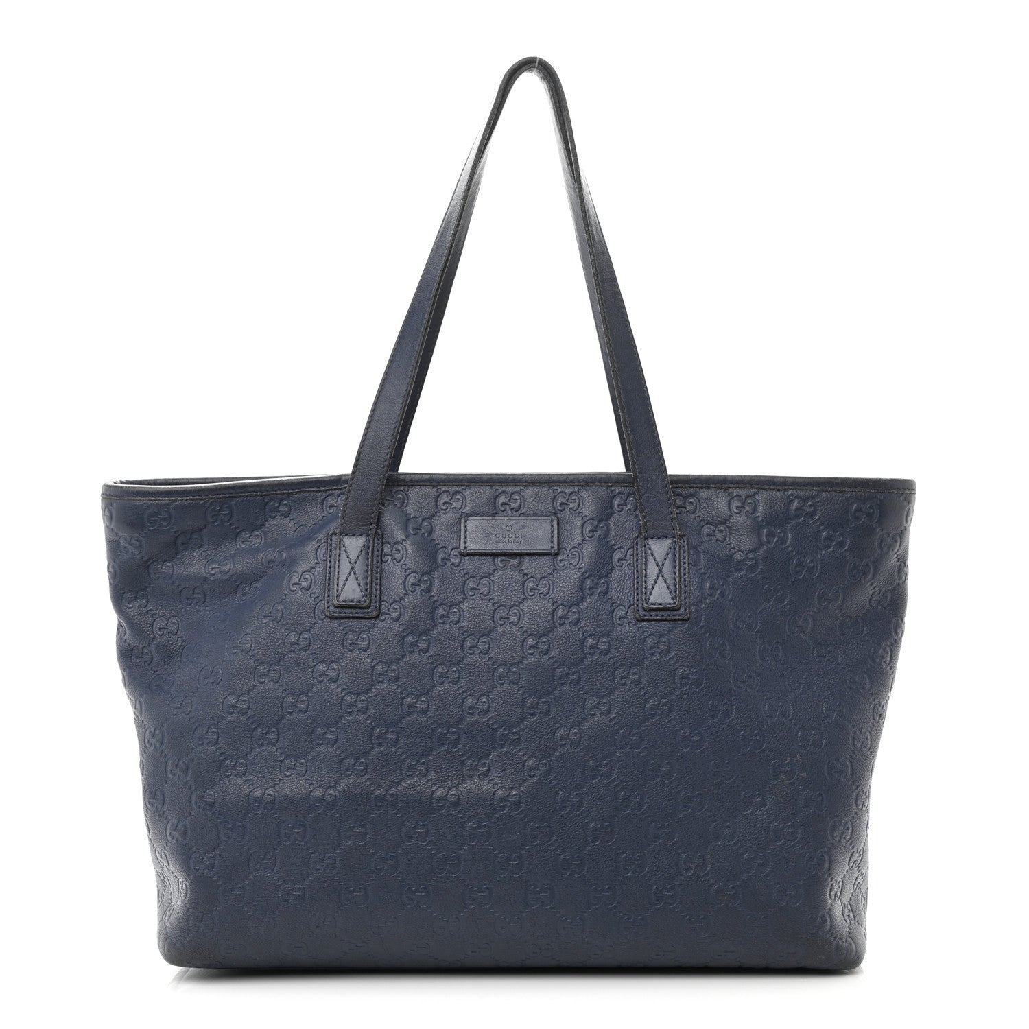 Gucci Guccissima Medium Zippered Shopping Tote Blue 1 of 14