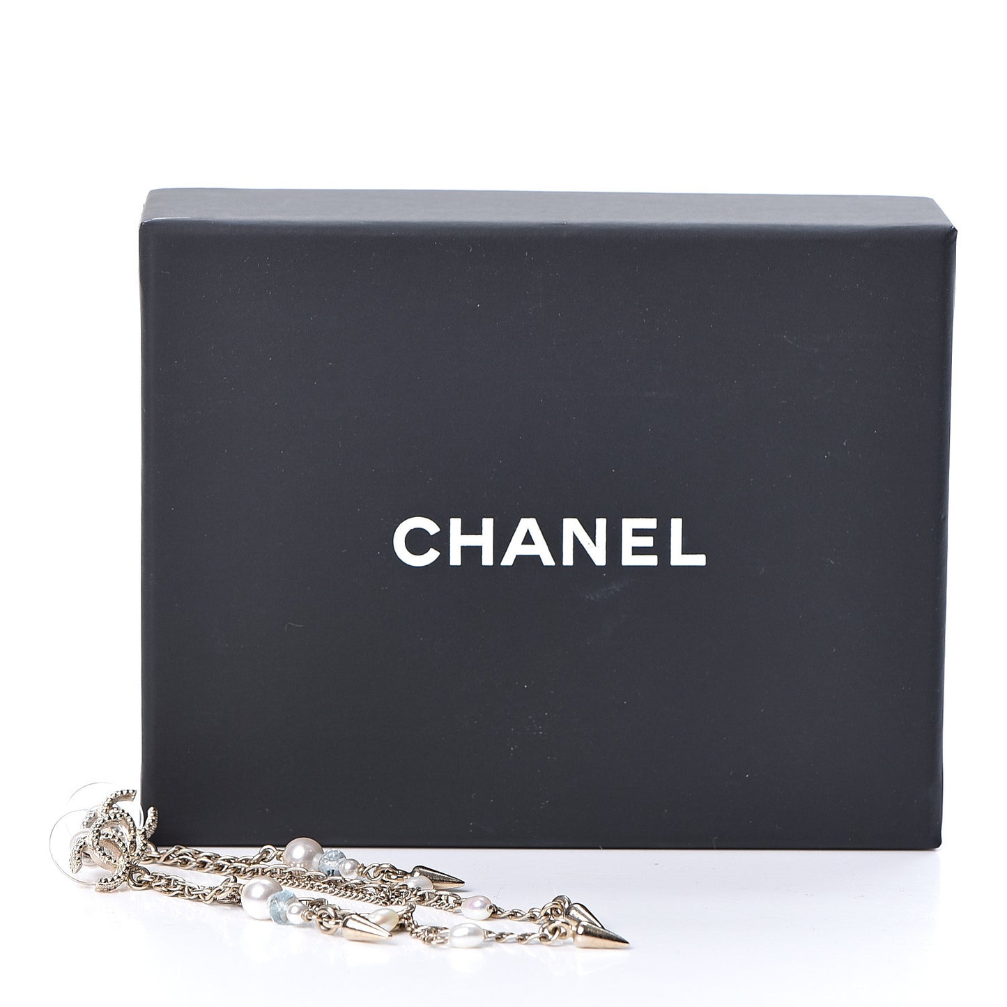 Pearl Beaded CC Drop Earrings Gold