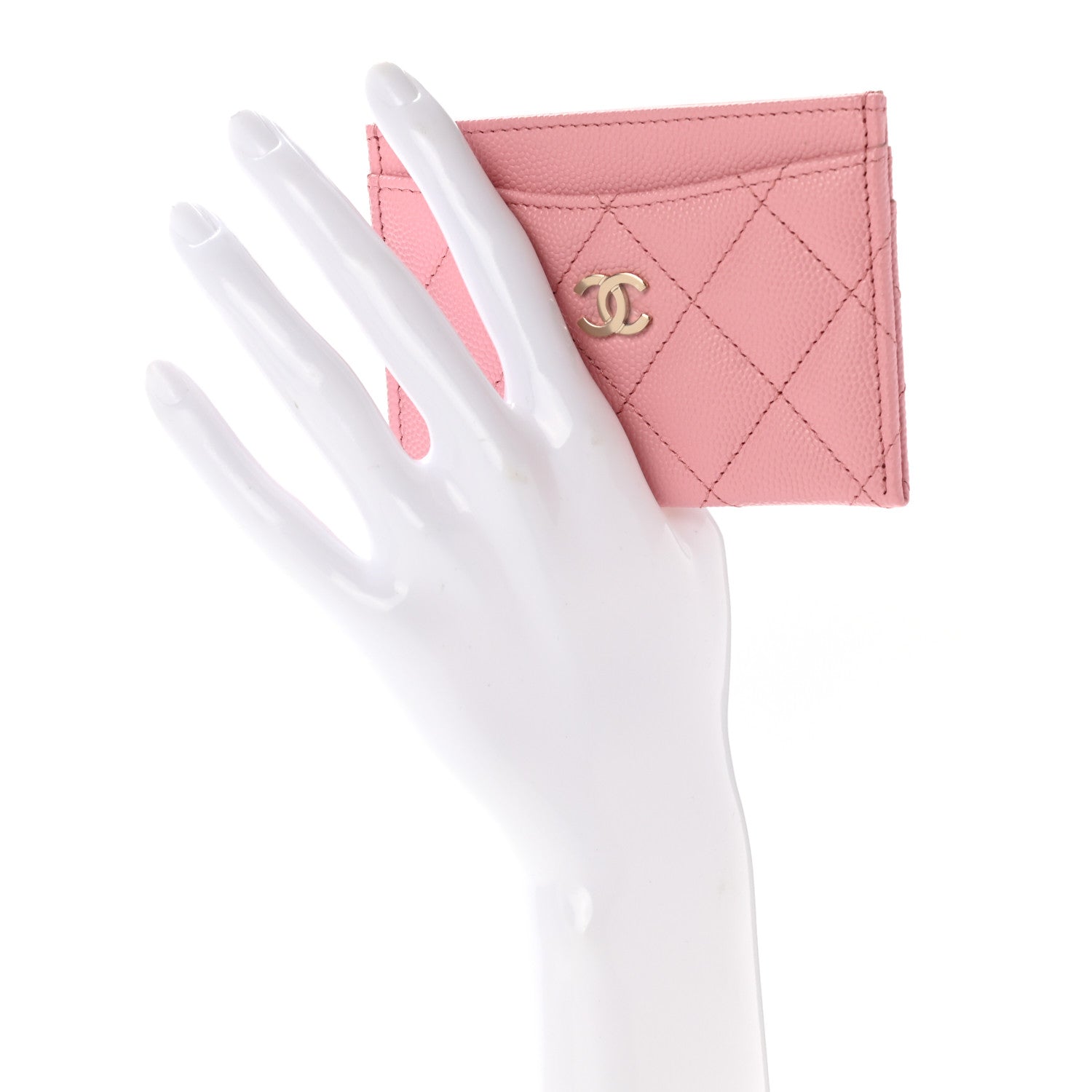 Chanel Caviar Quilted Card Holder Pink 2 of 9