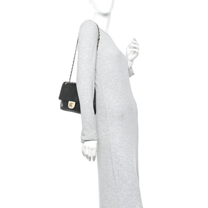 Chanel Lambskin Perforated Medium Single Flap Bag Black White 2 of 10