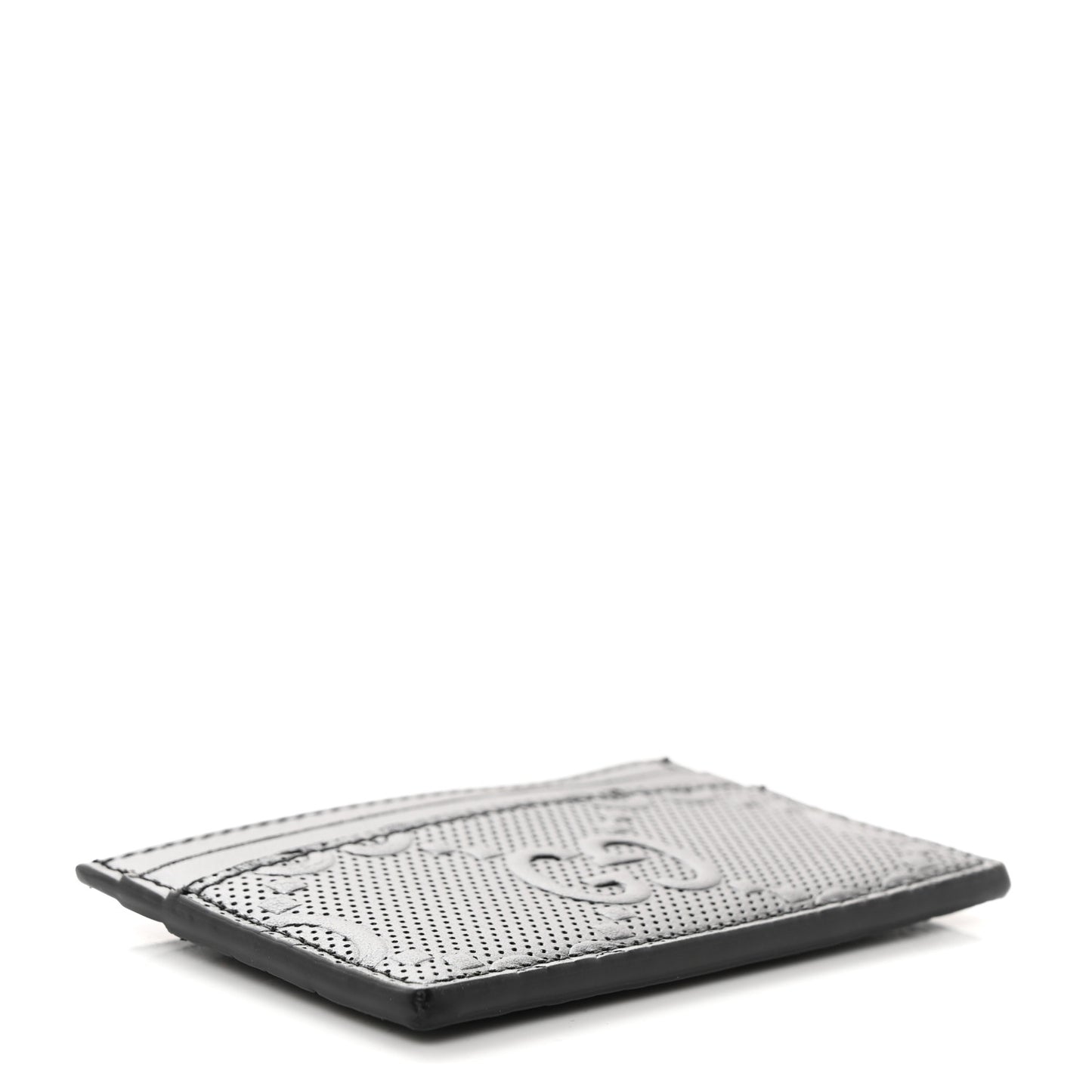 Calfskin GG Tennis Embossed Card Holder Black