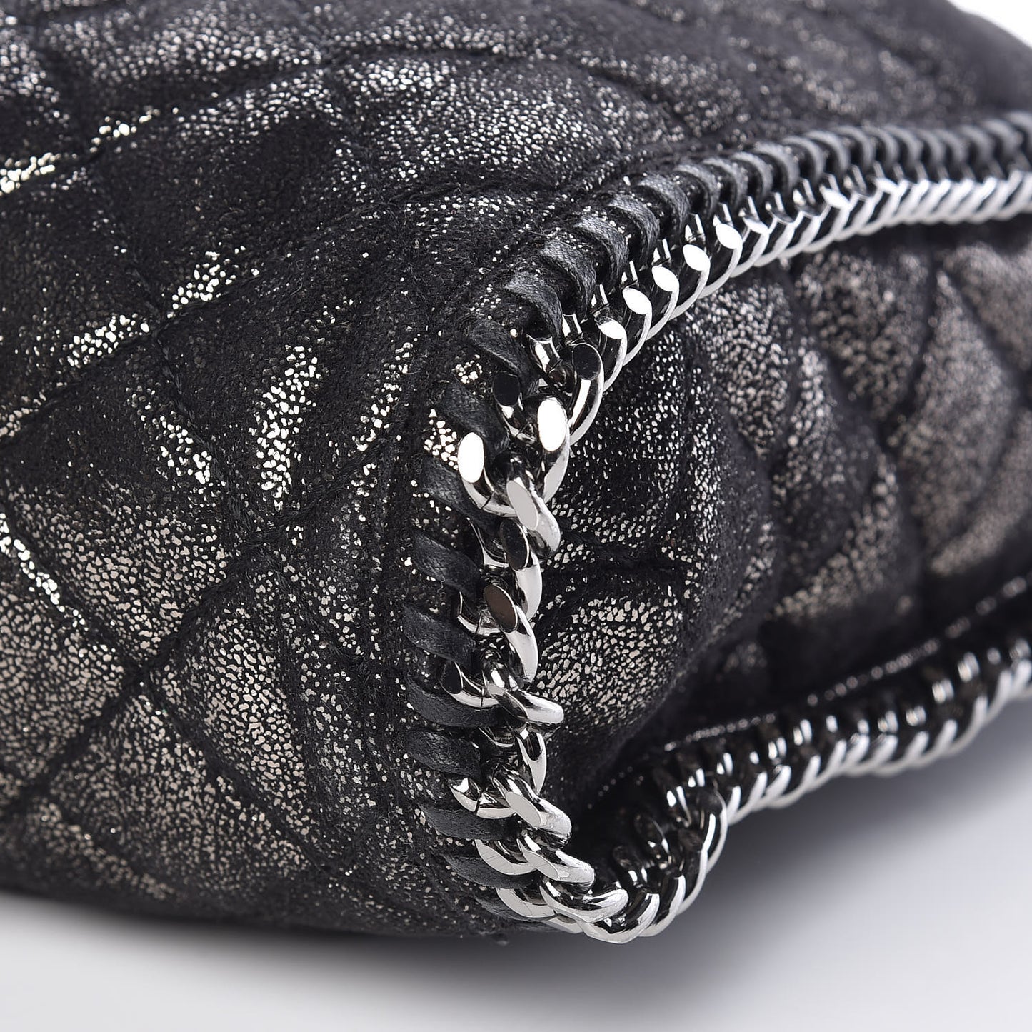 Chamois Shiny Dotted Quilted Big Falabella Tote Ruthenium