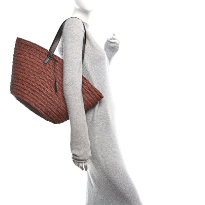 Saint Laurent Raffia Calfskin Medium Panier Tote Dark Chocolate 2 of 11