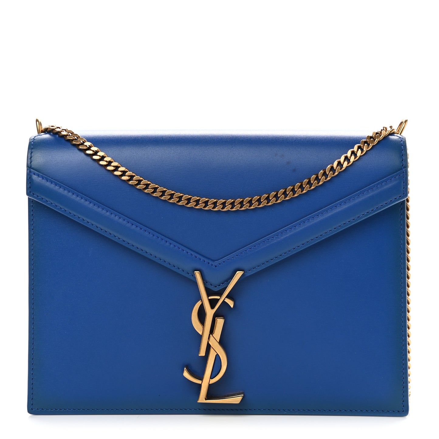 Smooth Calfskin Monogram Cassandra Clasp Bag Blue Majorelle