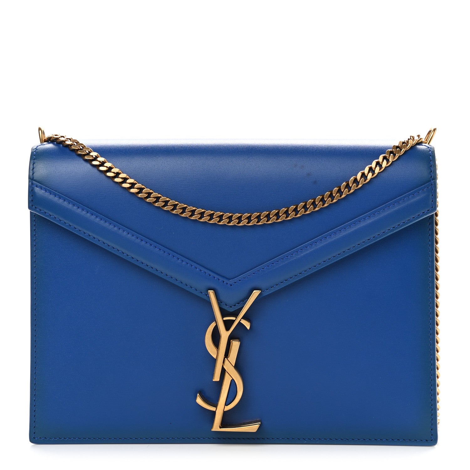 Saint Laurent Smooth Calfskin Monogram Cassandra Clasp Bag Blue Majorelle 1 of 15