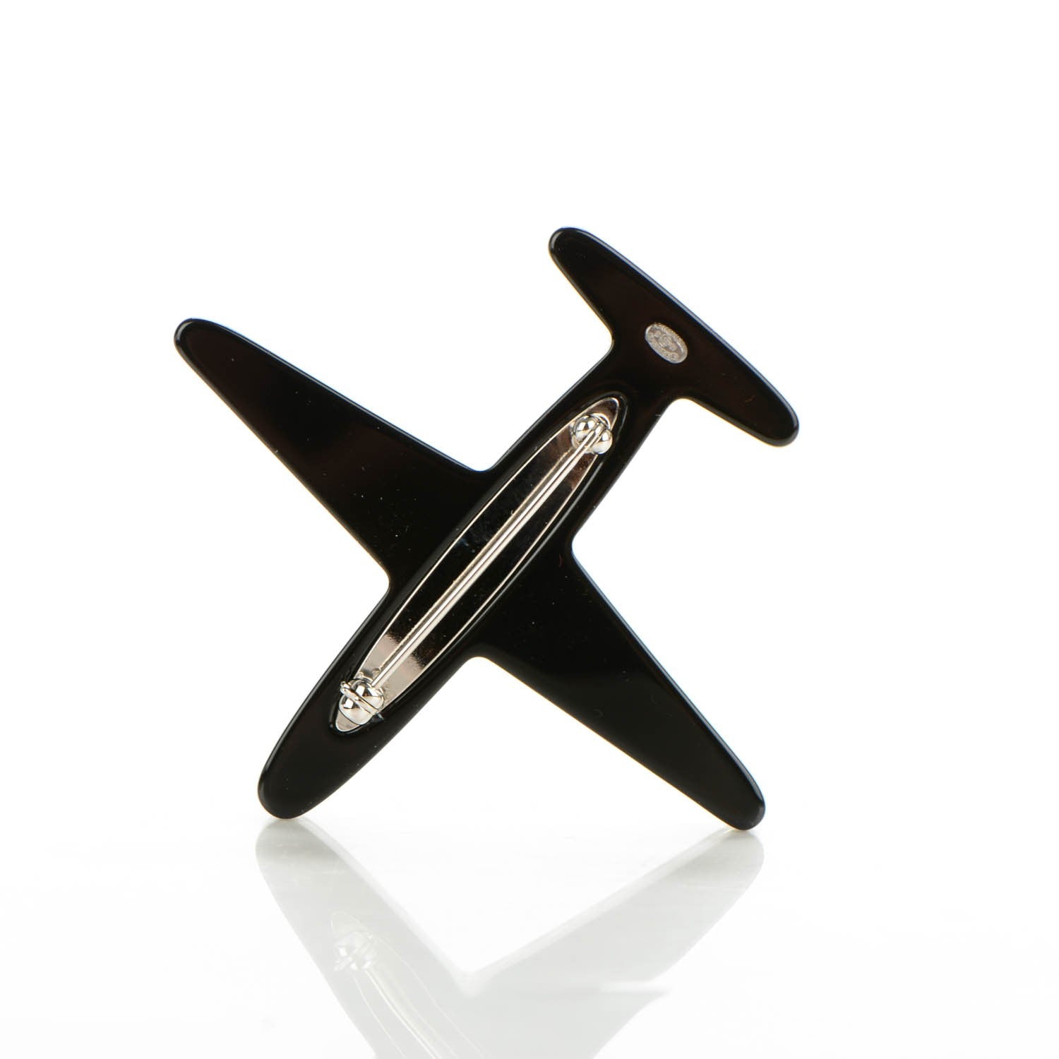 Chanel Resin Pearl CC Airplane Brooch Black White 3 of 5