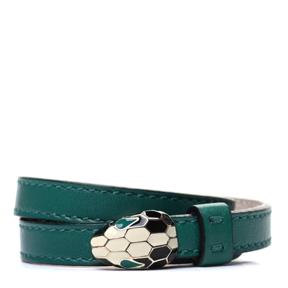Bulgari Calfskin Serpenti Forever Double Coil Bracelet S Emerald Green 1 of 6