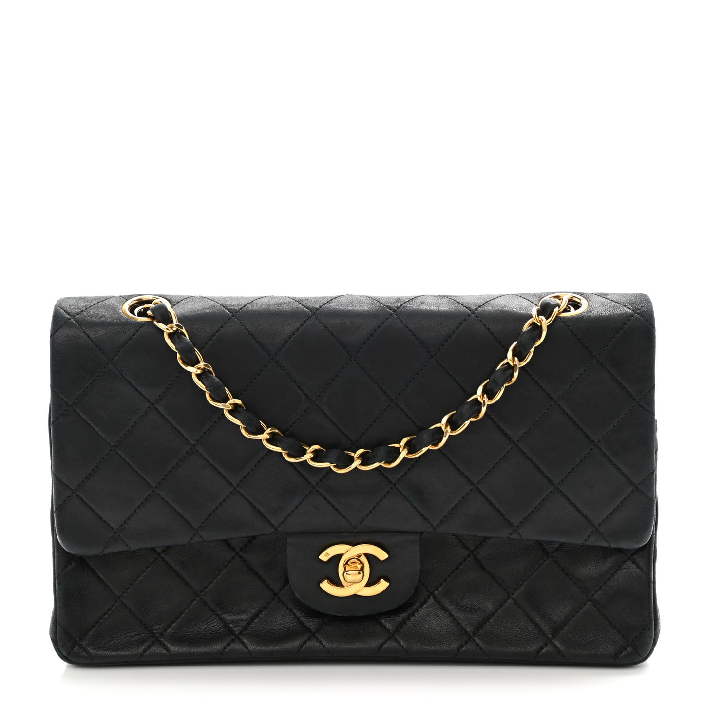 Lambskin Quilted Small Double Flap Black