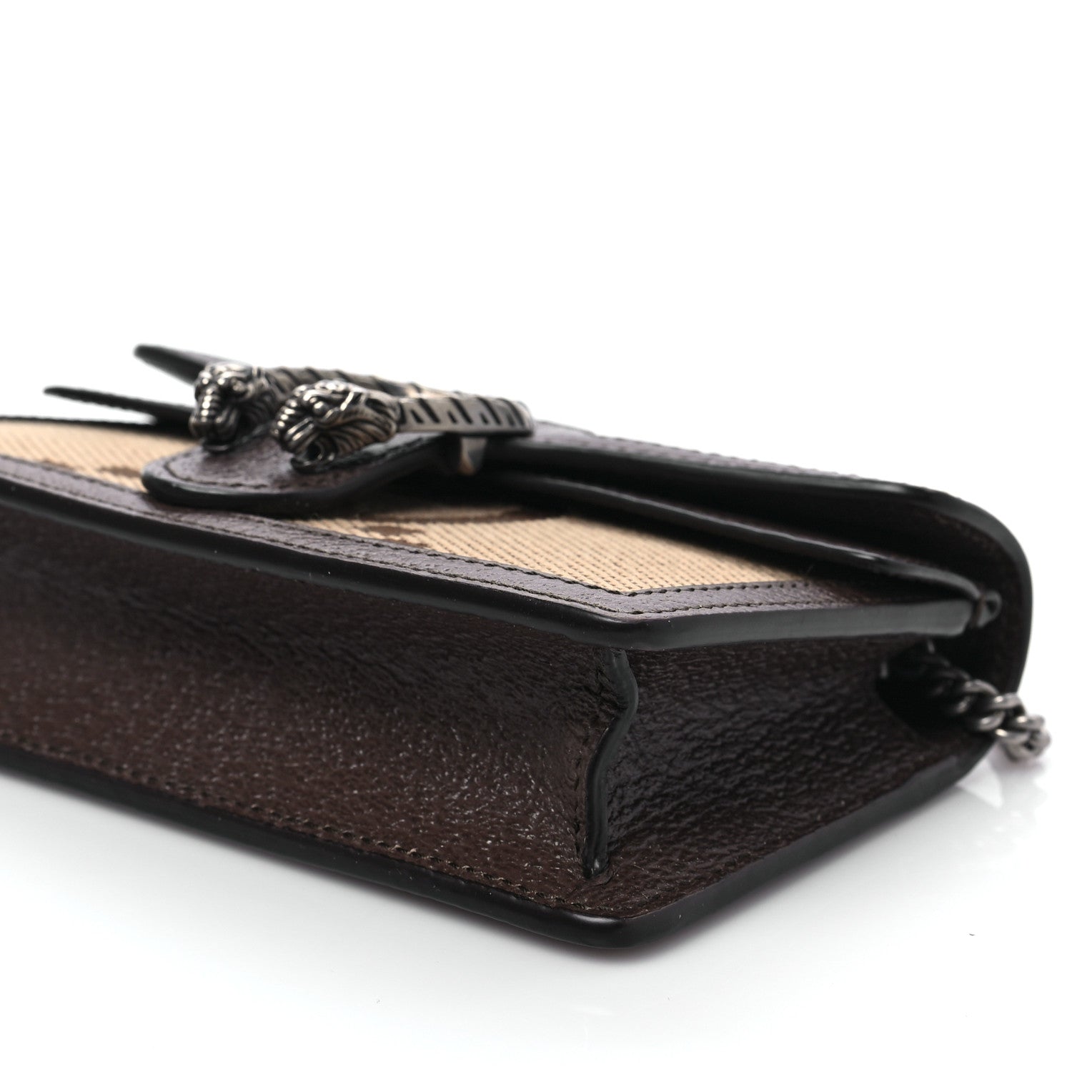 Gucci Monogram Jumbo GG Textured Dollar Calfskin Super Mini Dionysus Shoulder Bag Camel Ebony New Acero 7 of 7