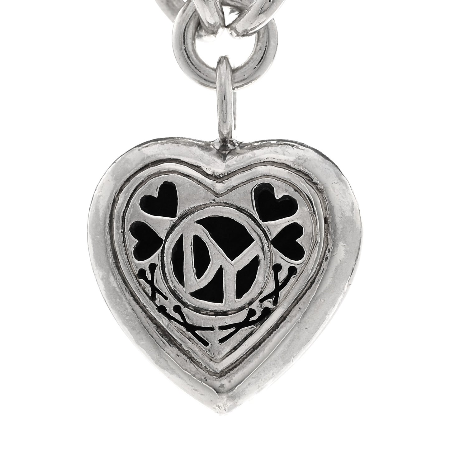 Sterling Silver 18K Yellow Gold Cable Heart Figaro Necklace