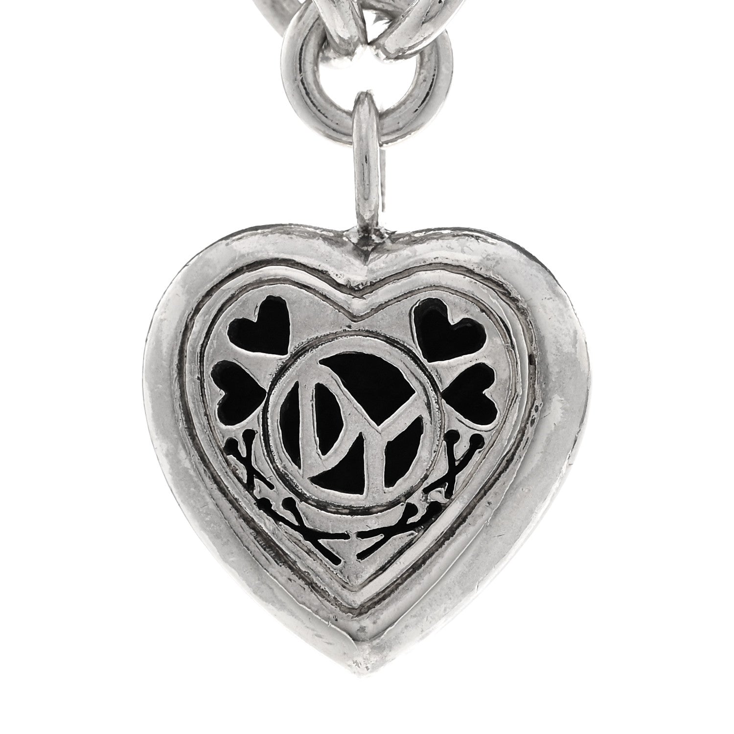David Yurman Sterling Silver 18K Yellow Gold Cable Heart Figaro Necklace 5 of 6