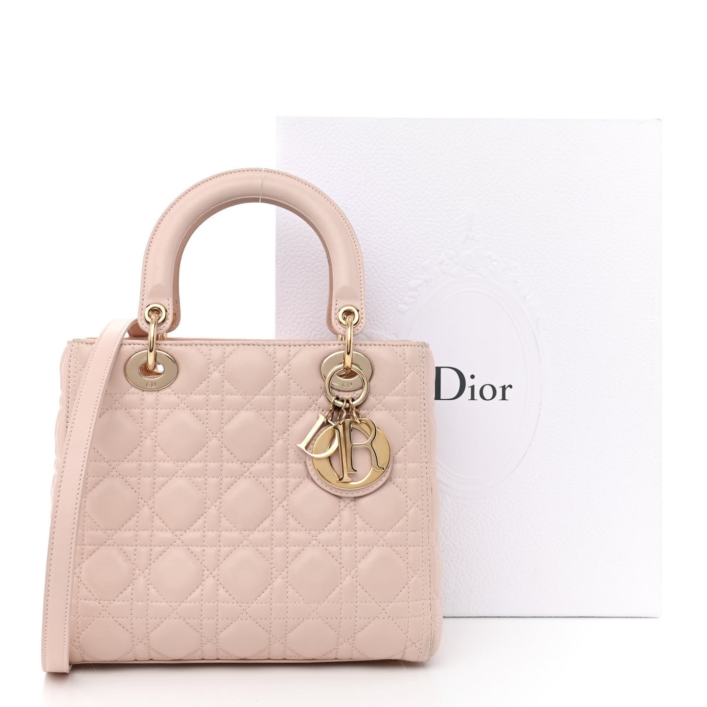 Lambskin Cannage Medium Lady Dior Light Pink
