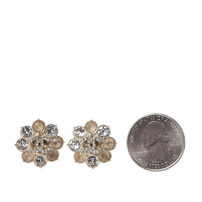 Chanel Crystal CC Flower Earrings Gold 2 of 5