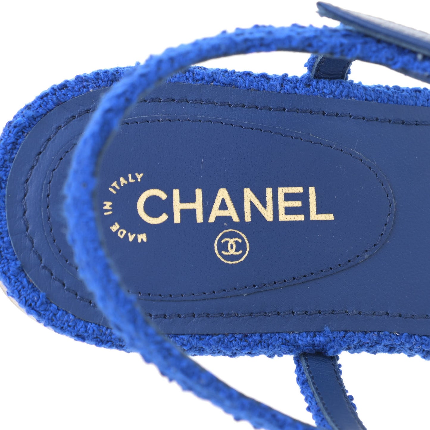 Cotton Tweed CC Logo Thong Sandals 37 Navy Blue