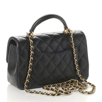 Chanel Lambskin Quilted Mini Top Handle Rectangular Flap Black 3 of 9