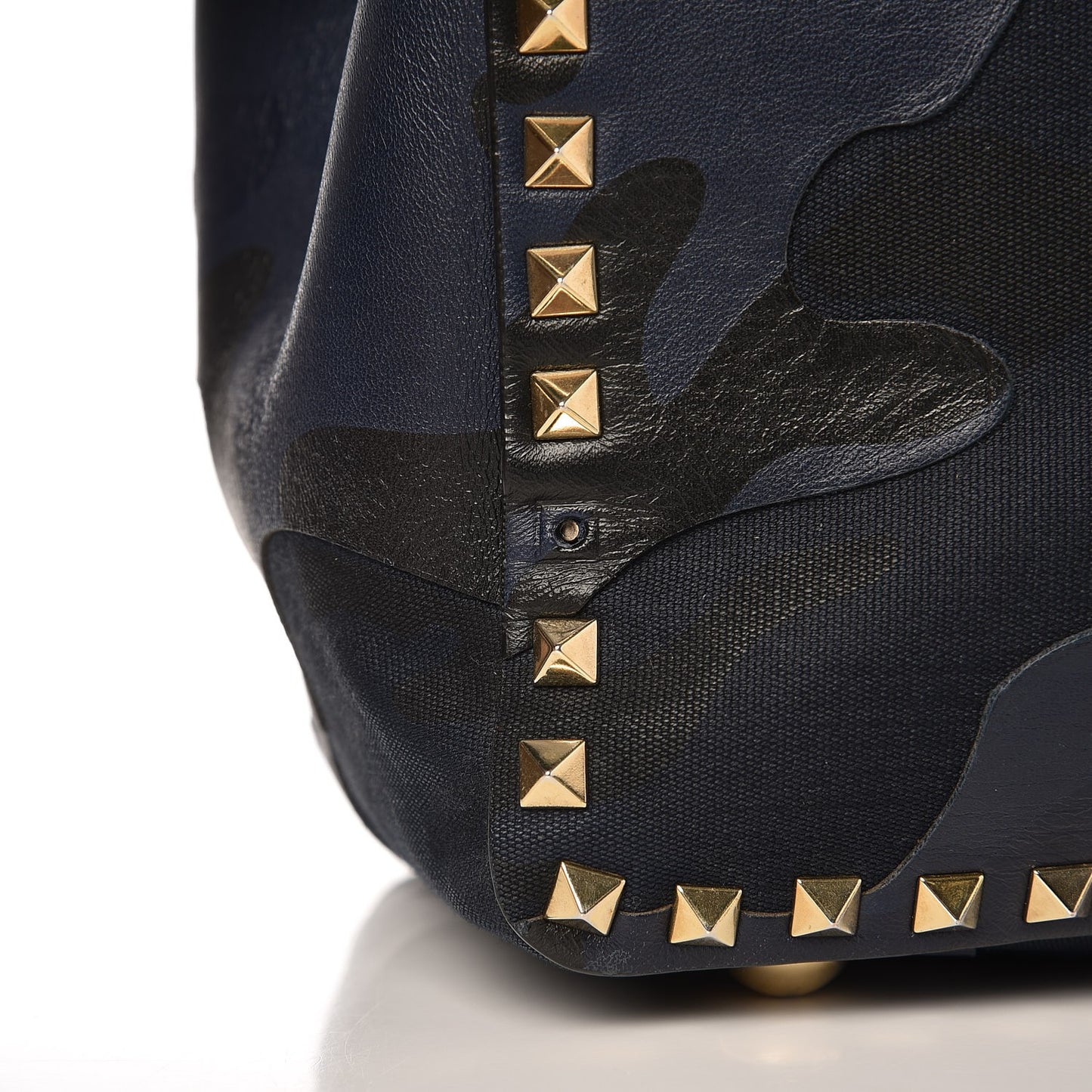 Nappa Canvas Camouflage Medium Rockstud Tote Marine