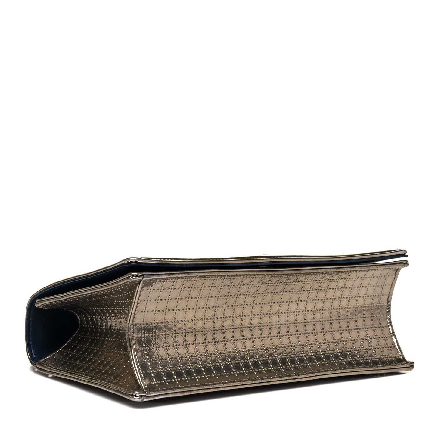 Metallic Patent Micro-Cannage Medium Diorama Flap Bag Gold
