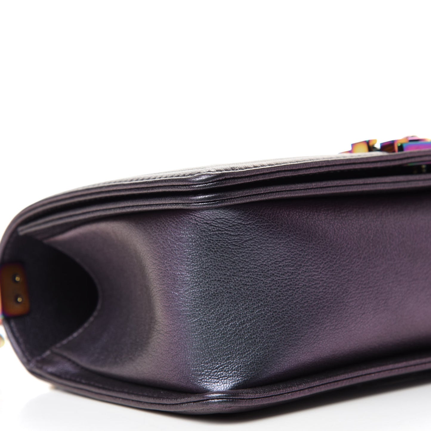 Iridescent Goatskin Quilted Medium Boy Flap Purple