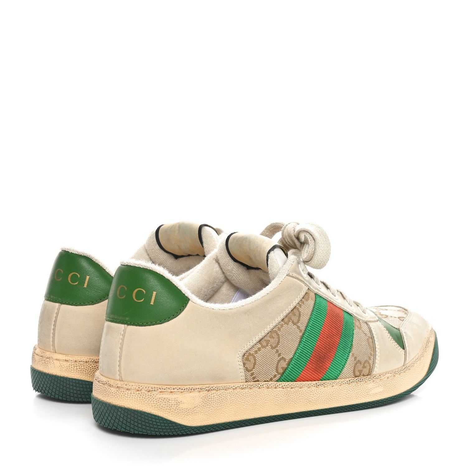 Gucci GG Monogram Nubuck Web Womens Screener Sneakers 40 New Sand Dusty Milk Vintage Green 3 of 8