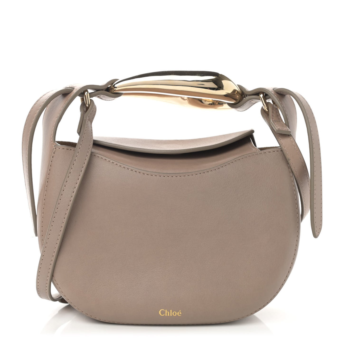 Small Grain Calfskin Kiss Bag Motty Grey